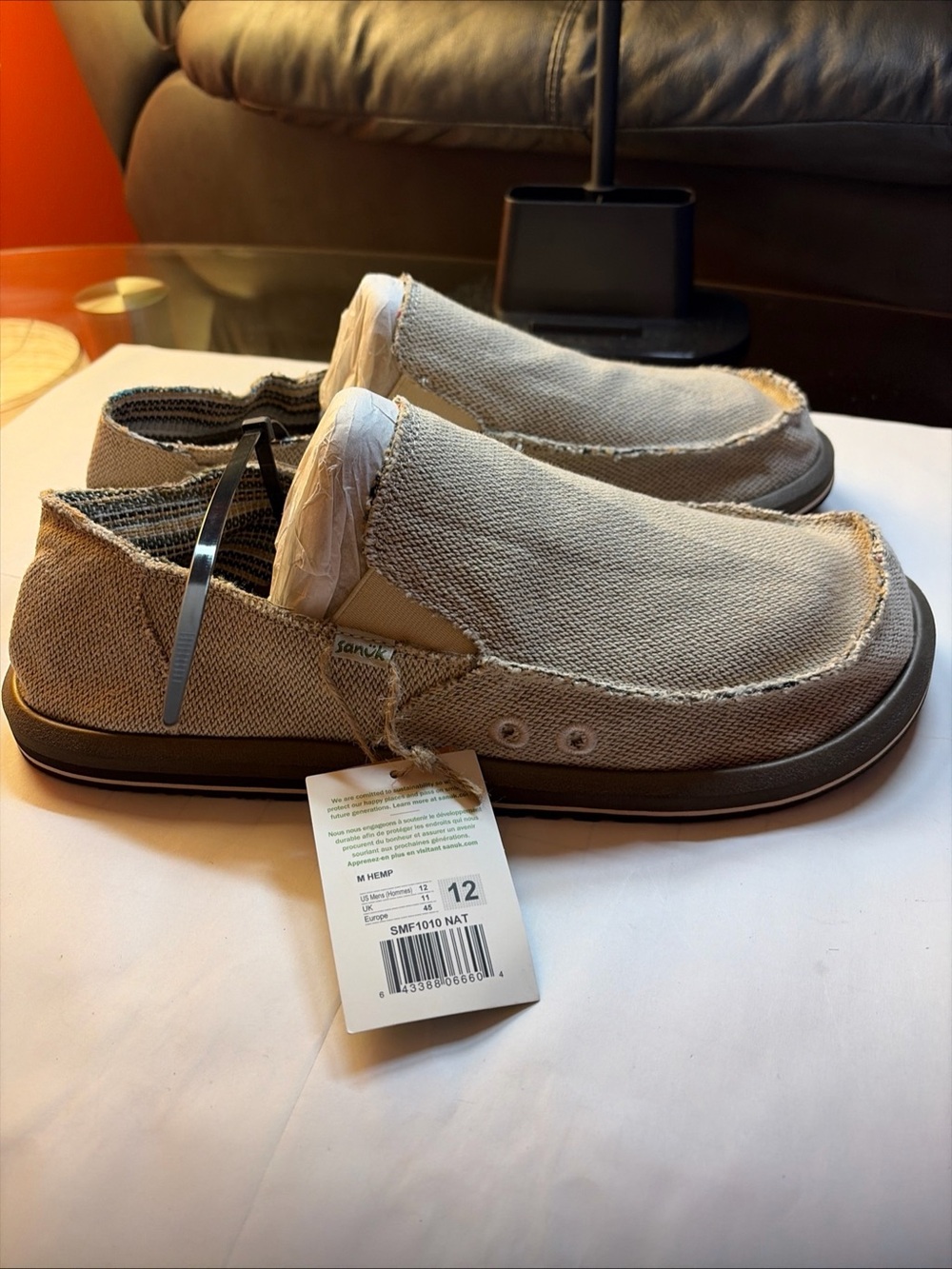 Sanuk Vagabond ST Soft Top Hemp Natural Sidewalk Surfer Shoes Mens Size 12
